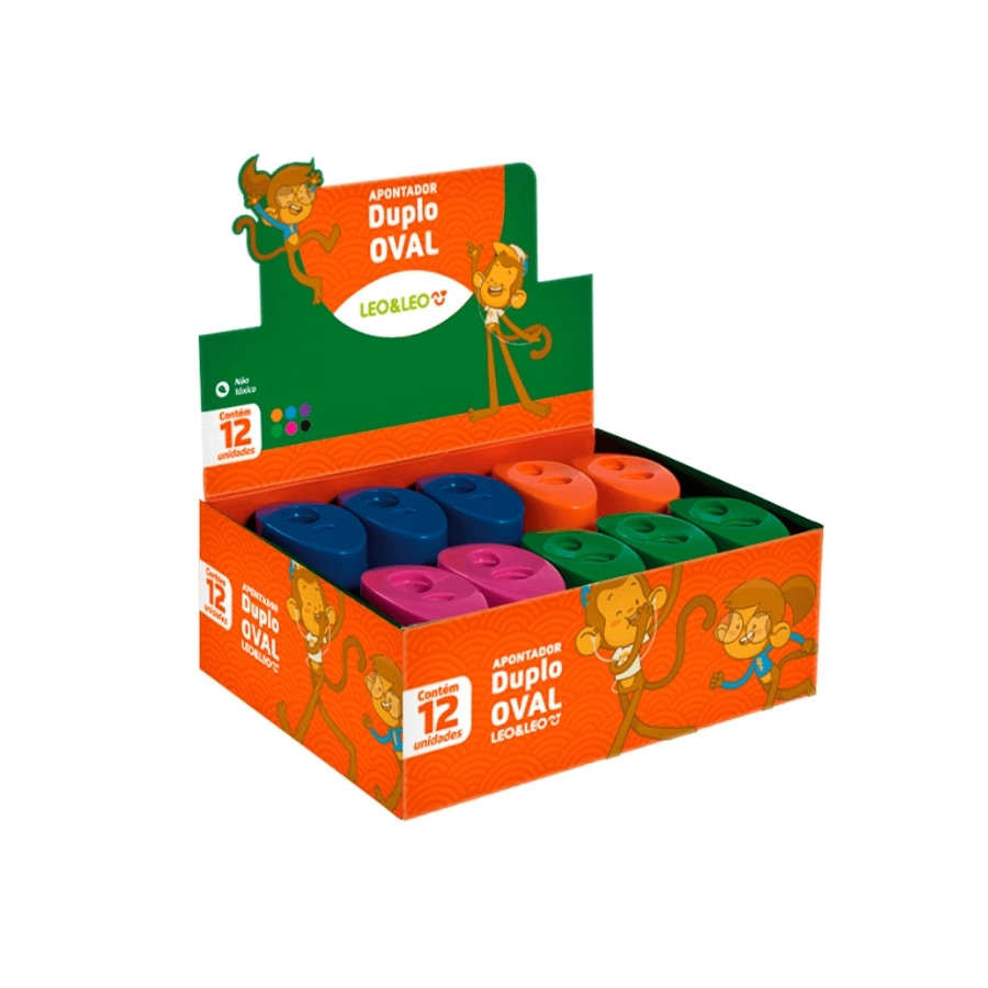 Apontador Duplo Oval com Depósito Leo&Leo...