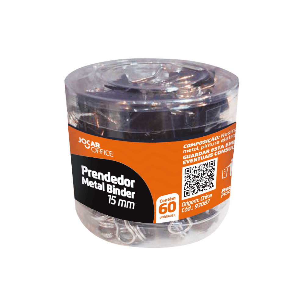 Prendedor de Metal Binder Preto 15 mm Joc...